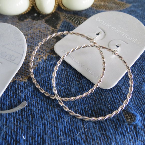 2 Pr Sterling Silver Earrings Hoops & Dangles NWT, Boho Artist Earrings - Picture 4 of 5